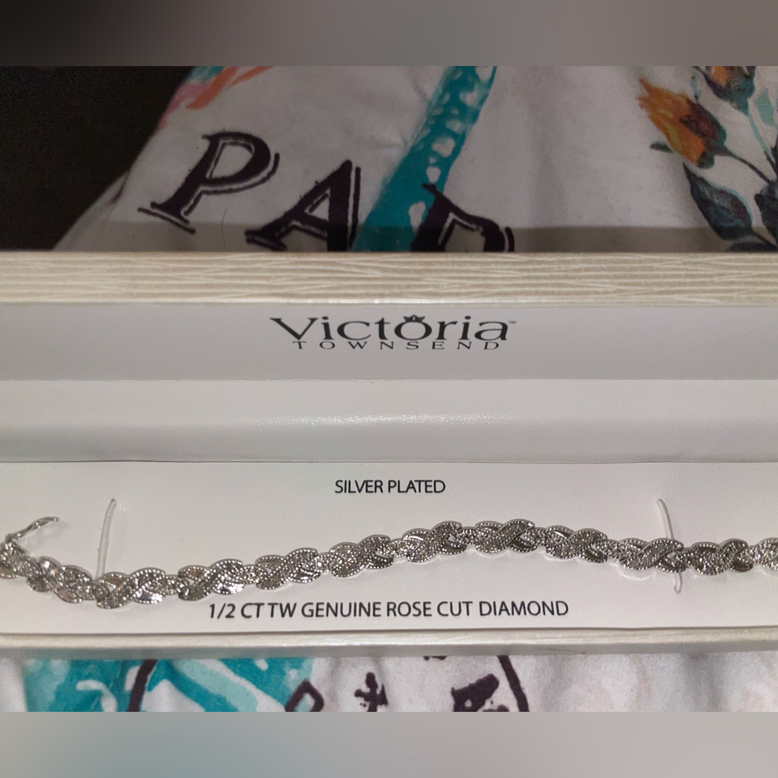 Victoria Townsend Silver Plated 1/2 Ct Genuine Rose Cut Diamond Bracelet